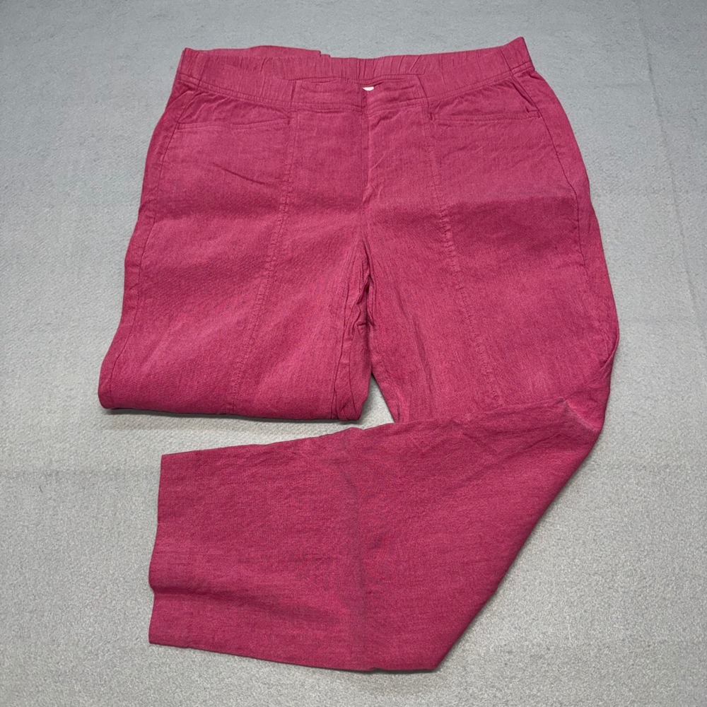J. Jill Linen Stretch Pants Womens Small Raspberry Pink Straight Leg Casual